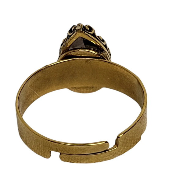 Gold  10K Genuine Smokey Quartz Filigree Ring - Picture 6 of 6
